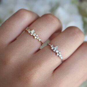 Dainty Sterling Silver Cubic Zirconia Ring, Multi Diamond CZ Ring, Stacking Ring